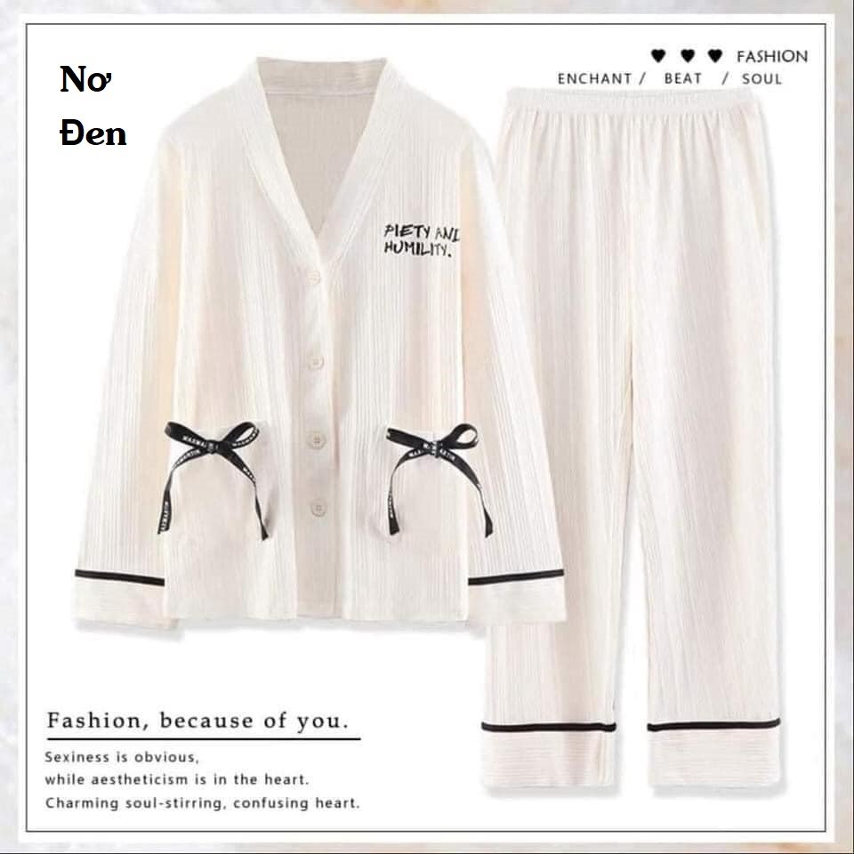 Đồ ngủ nữ, bộ đồ ngủ nữ dài tay cadigan phong cách hàn quốc loại đẹp