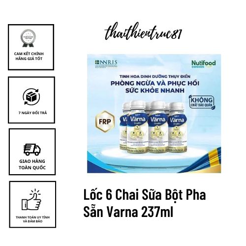 [ HOÀN TIỀN 10% ]Lốc 6 Chai Sữa Bột Pha Sẵn Varna 237ml