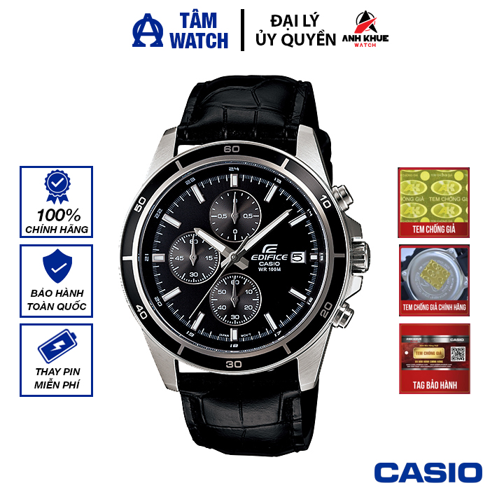 Đồng hồ nam dây da casio edifice chính hãng anh khuê efr-526l-1avudf
