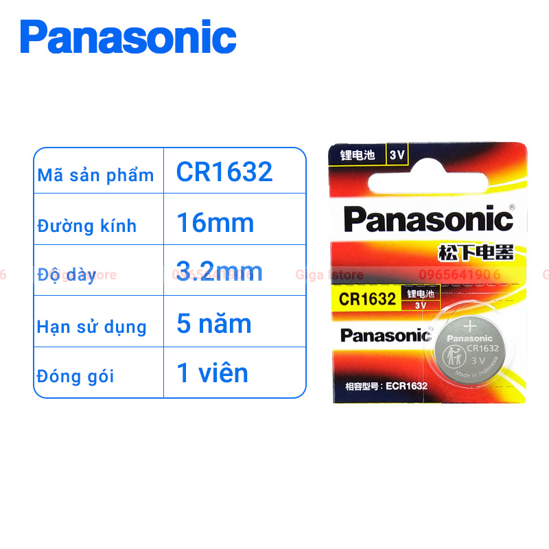Pin Panasonic CR1632 chính hãng vỉ 1 viên