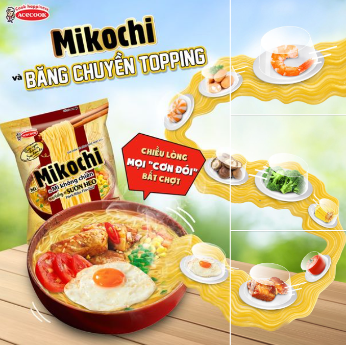 Mikochi pork paste free noodle 80g package-24 pack-bat Muoi