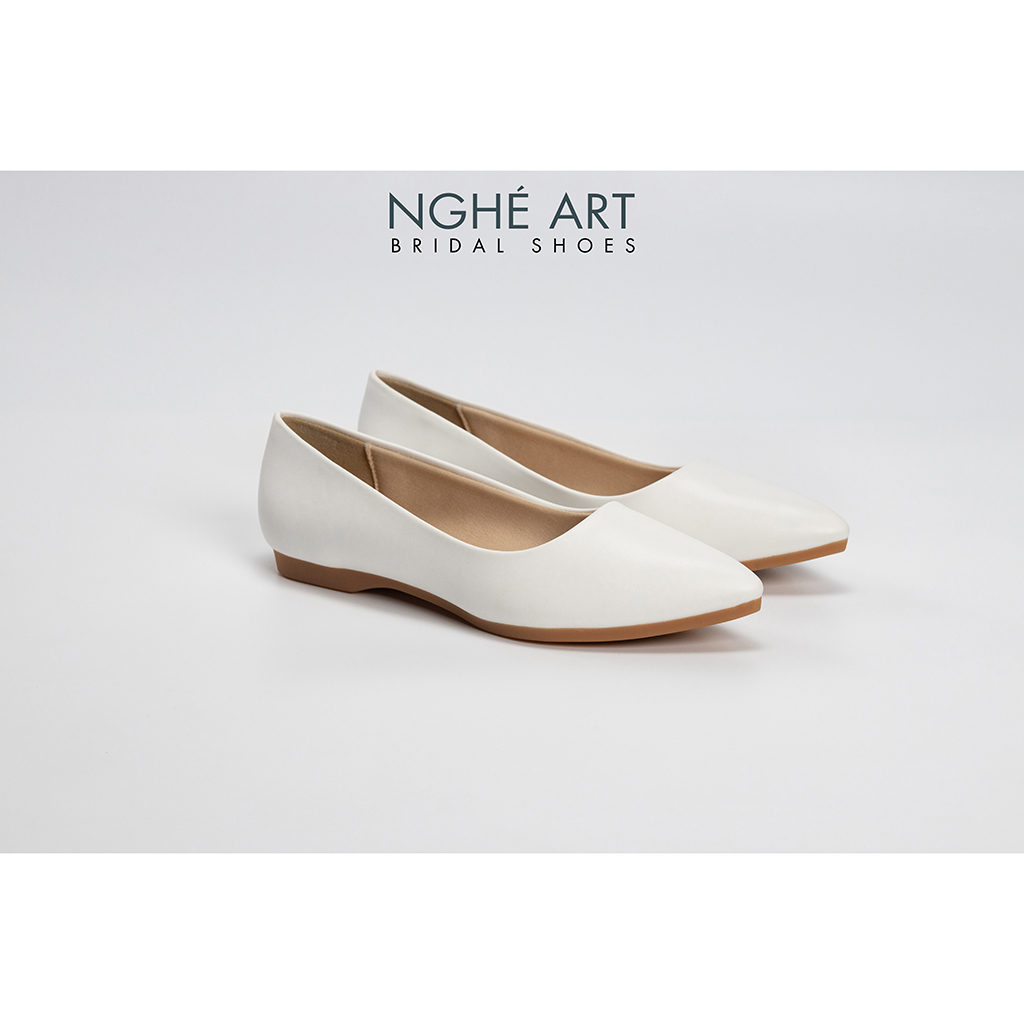 Giày cưới Nghé Art basic bệt búp bê bít mũi 194