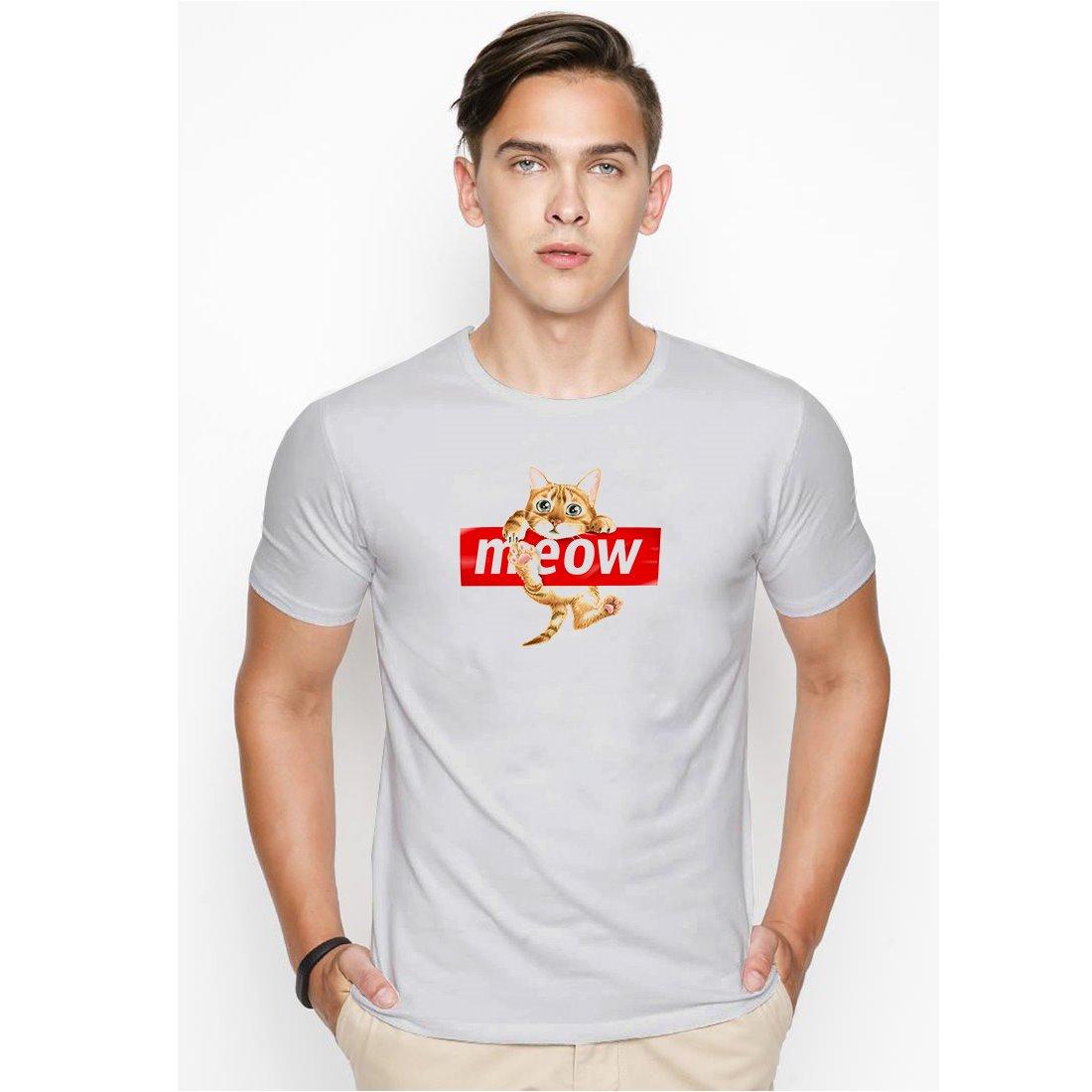 Áo thun nam form rộng Hàn Quốc Meow vải cotton dày mịn DEAL19s226