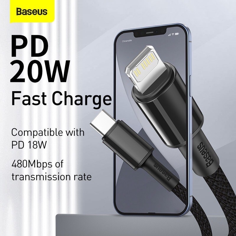 Cáp Sạc Baseus Cafule Series Metal Data Cable USB-C Ra Lightning PD 20W 1M