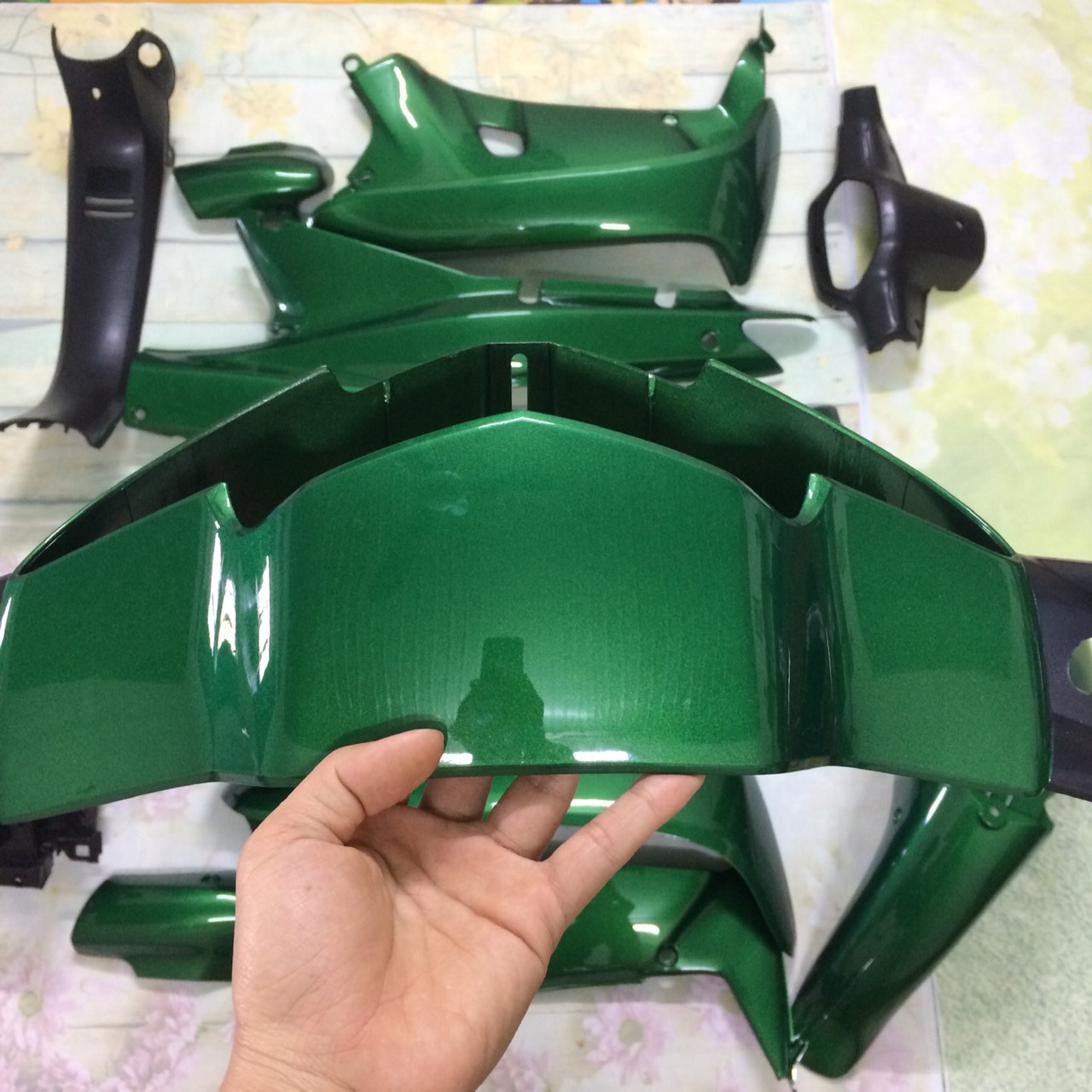 Bộ Dàn áo  Wave alpha ,wave ZX, Wave 2 bóng đời 2002-2005 màu Xanh Ken -nhựa abs loại 1