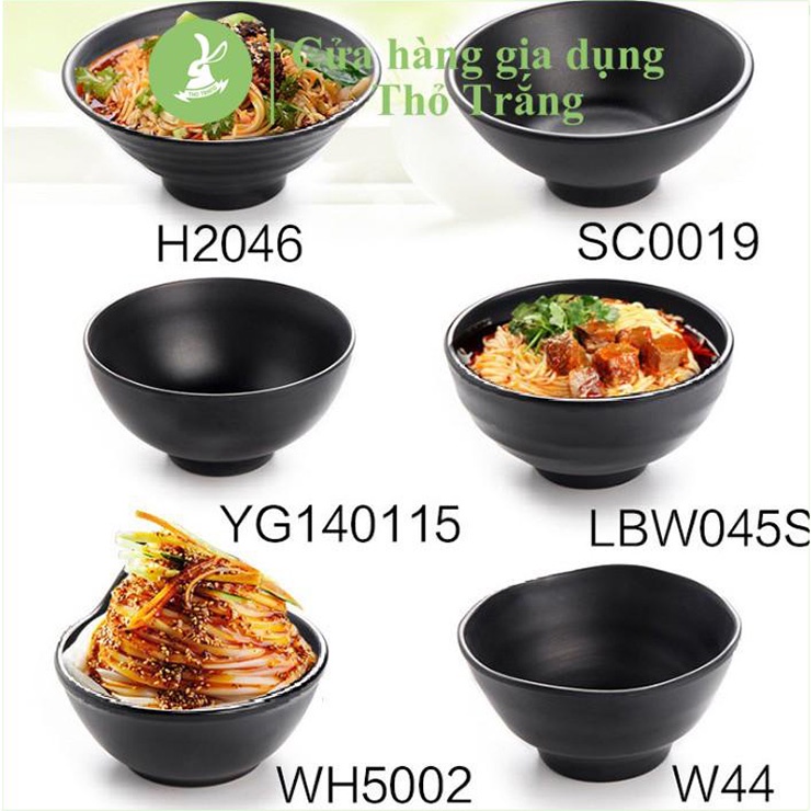 Chén bát cơm nhựa melamine màu đen cao cấp đủ size