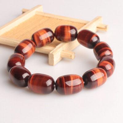 Vòng tay đá mắt hổ nâu đỏ hình lu thống