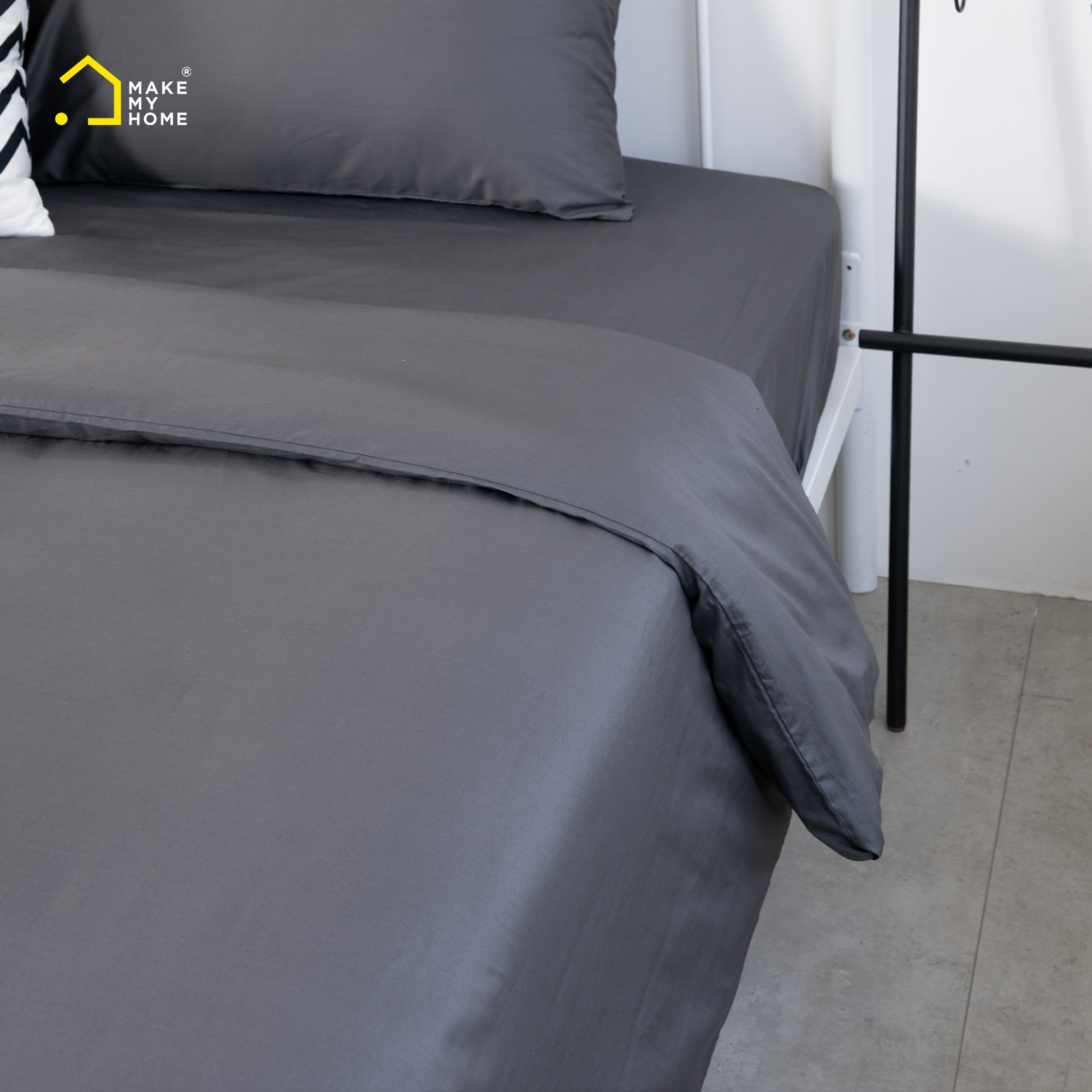Ga Bọc Giường Mềm Mại Make My Home Cotton Dysania Xám Đậm
