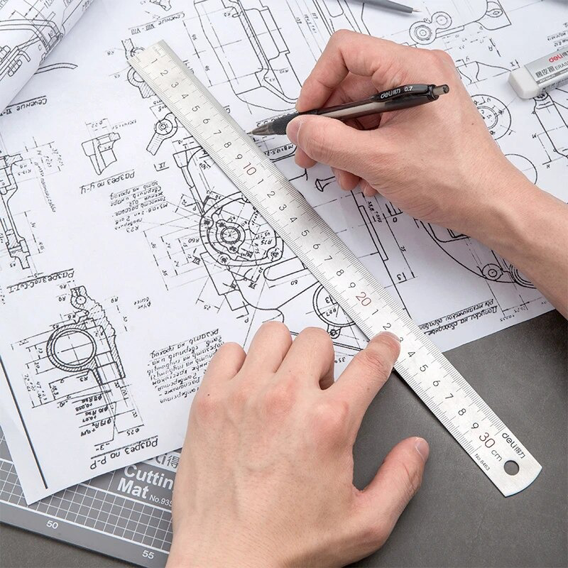 Thước kẻ sắt - Steel Ruler Deli 20 / 30 cm
