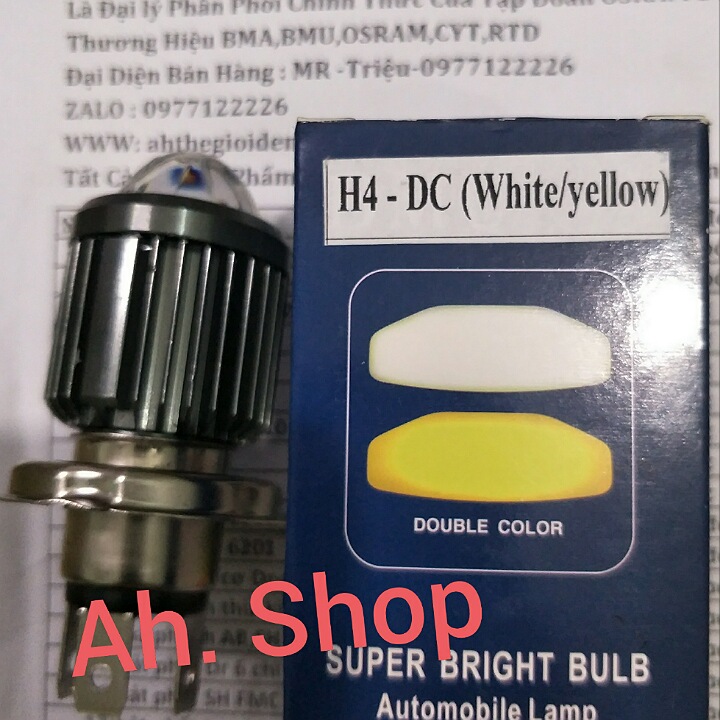 led bi cầu mini cos vàng pha trắng chân h4 12w