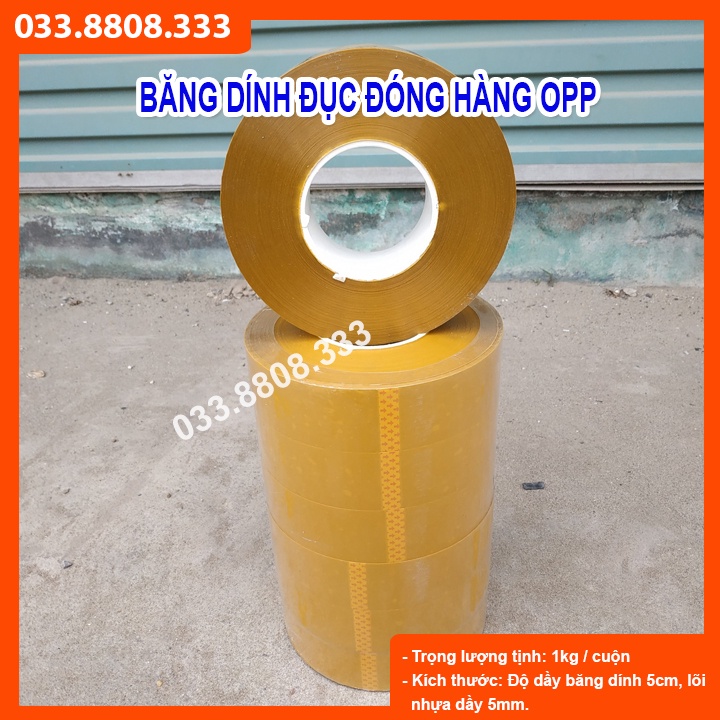 Băng dính vàng cuộn 1kg lõi mỏng cực dai đóng hàng siêu thích