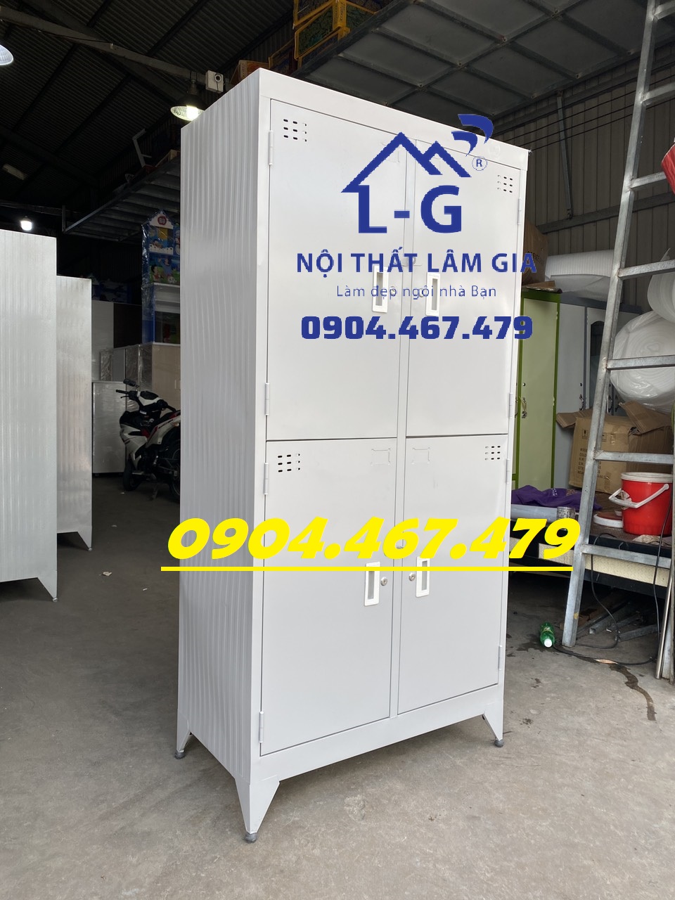 Tủ hồ sơ 4 cánh văn phòng màu xám sơn tĩnh điện - miễn ship hcm