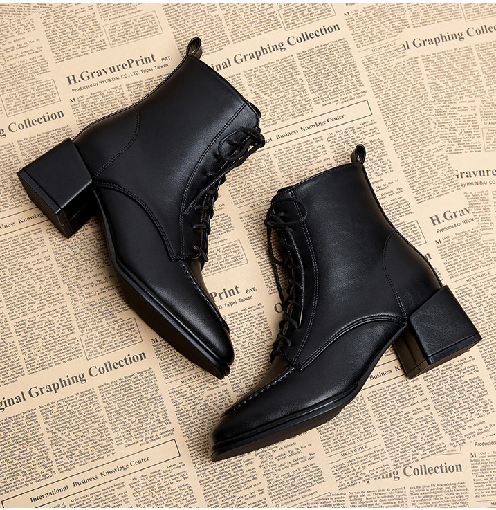 [ Size 35- 40] Boot cổ lửng cột dây mũi vuông SÀNH ĐIỆU GBN11201