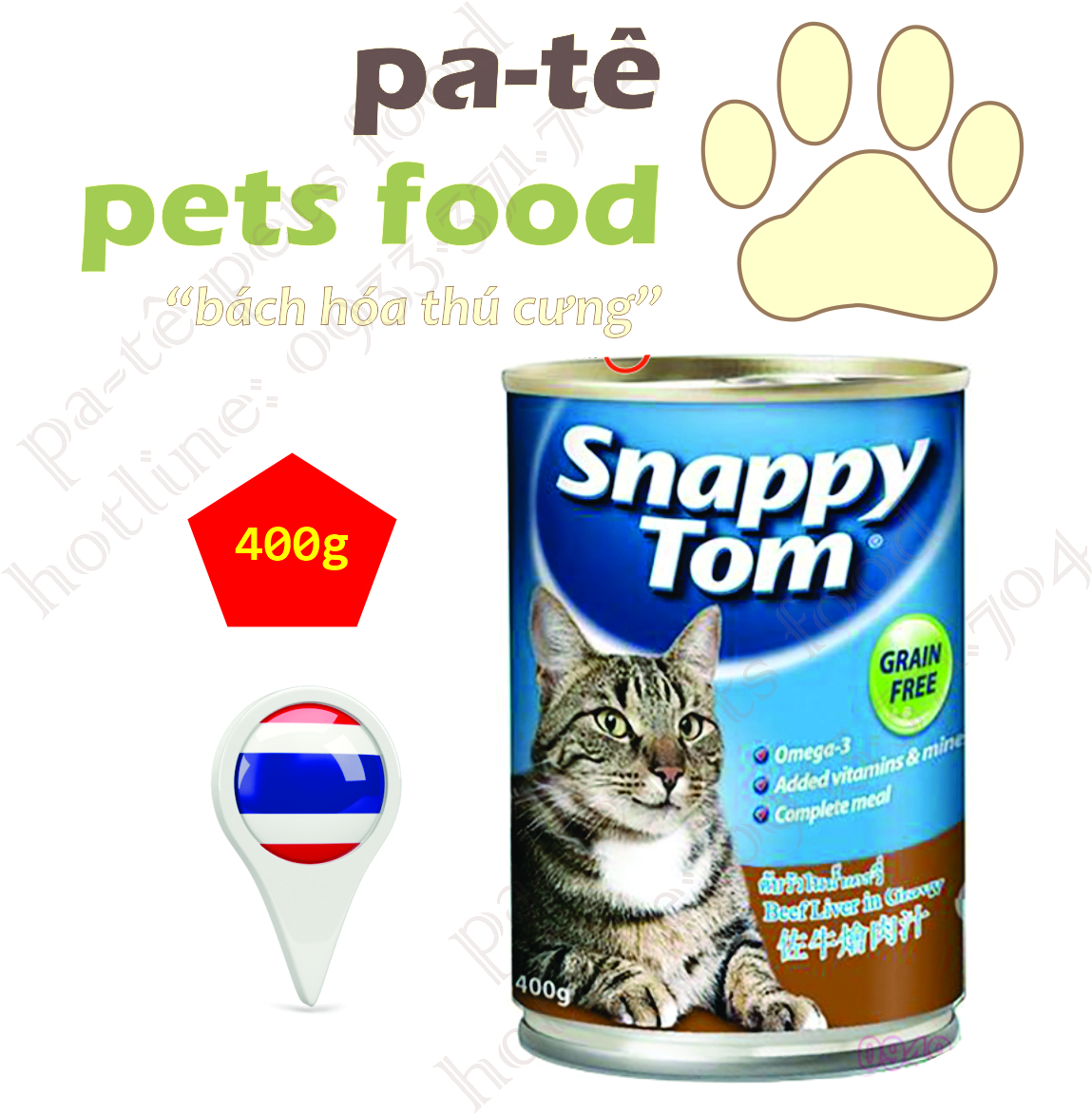 Pate Snappy Tom dành cho mèo lớn hộp 400g