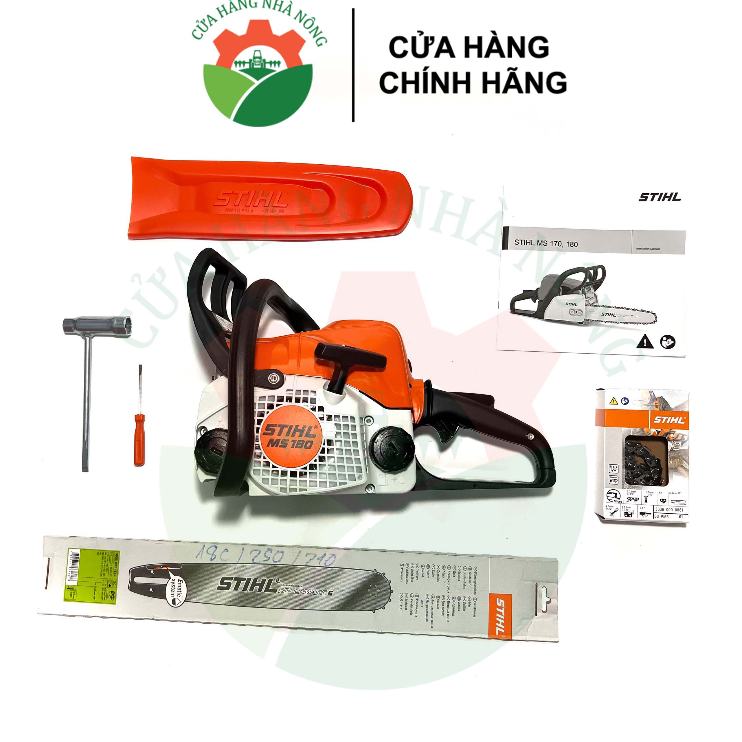 [TẶNG 3 CHAI NHỚT KAVI MALAYSIA 200ML] Máy cưa xích STIHL MS 180 hàng chính hãng (Đã bao gồm sên lam + Khuyến mãi)