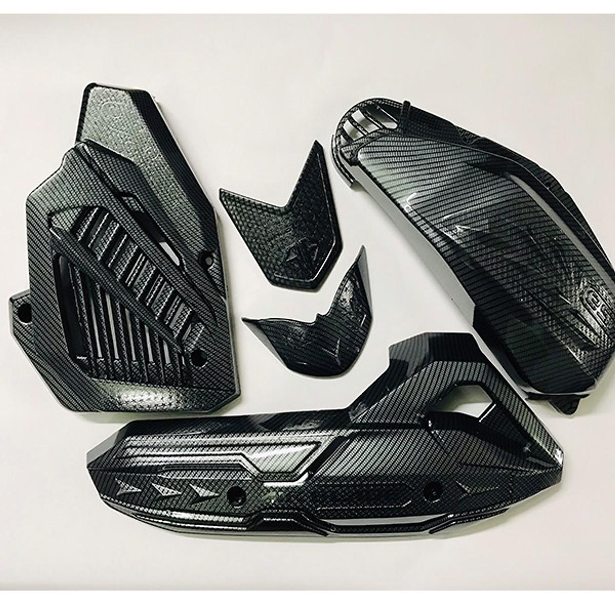 Air Blade 125 (2016-2019) Bộ 5 món Ốp pô + Pô E + Két nước + Mỏ dè trước sau Carbon Cao Cấp