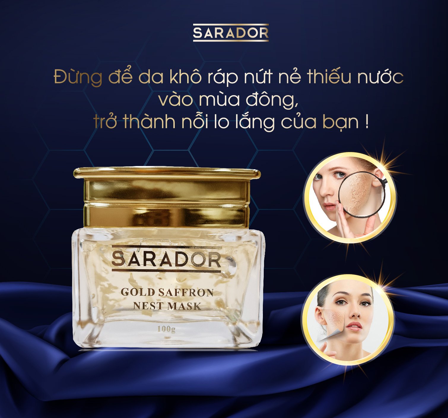 [Freeship]Mặt Nạ Cao Cấp Tinh Chất Vàng SARADOR ( Gold Saffaron Nest mash)