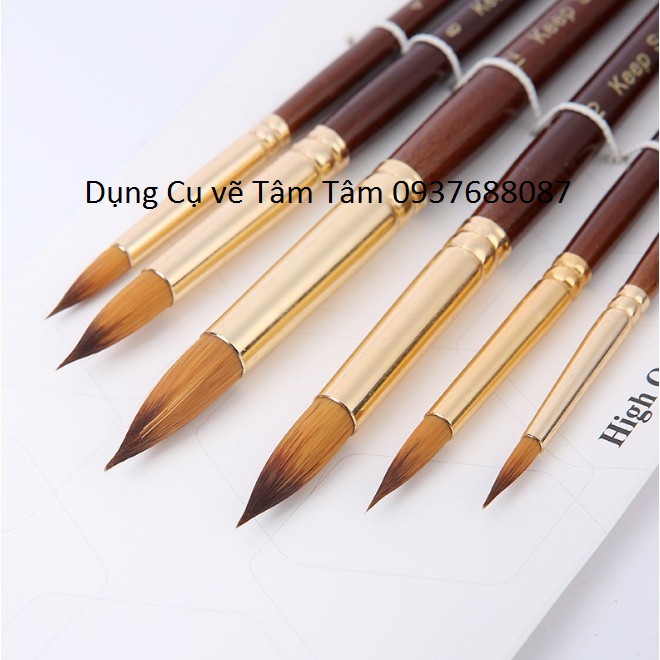 Bộ cọ đầu tròn keep smiling 6 cây mã 6120r-dụng cụ vẽ tâm tâm