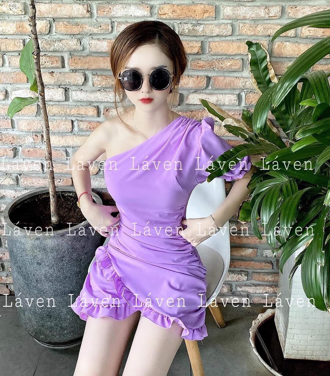 Đầm umi lệch vai