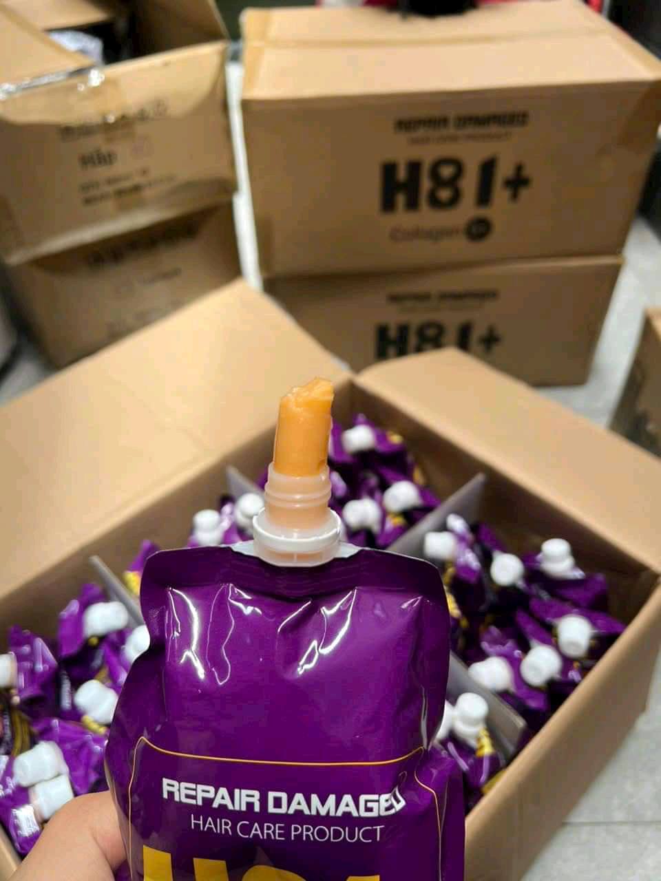 Kem Hấp dầu xả tóc hàng ngày phục hồi H81 plus colagen phục hồi hư tổn khô xơ bóng mượt chăm sóc tóc túi 600ML