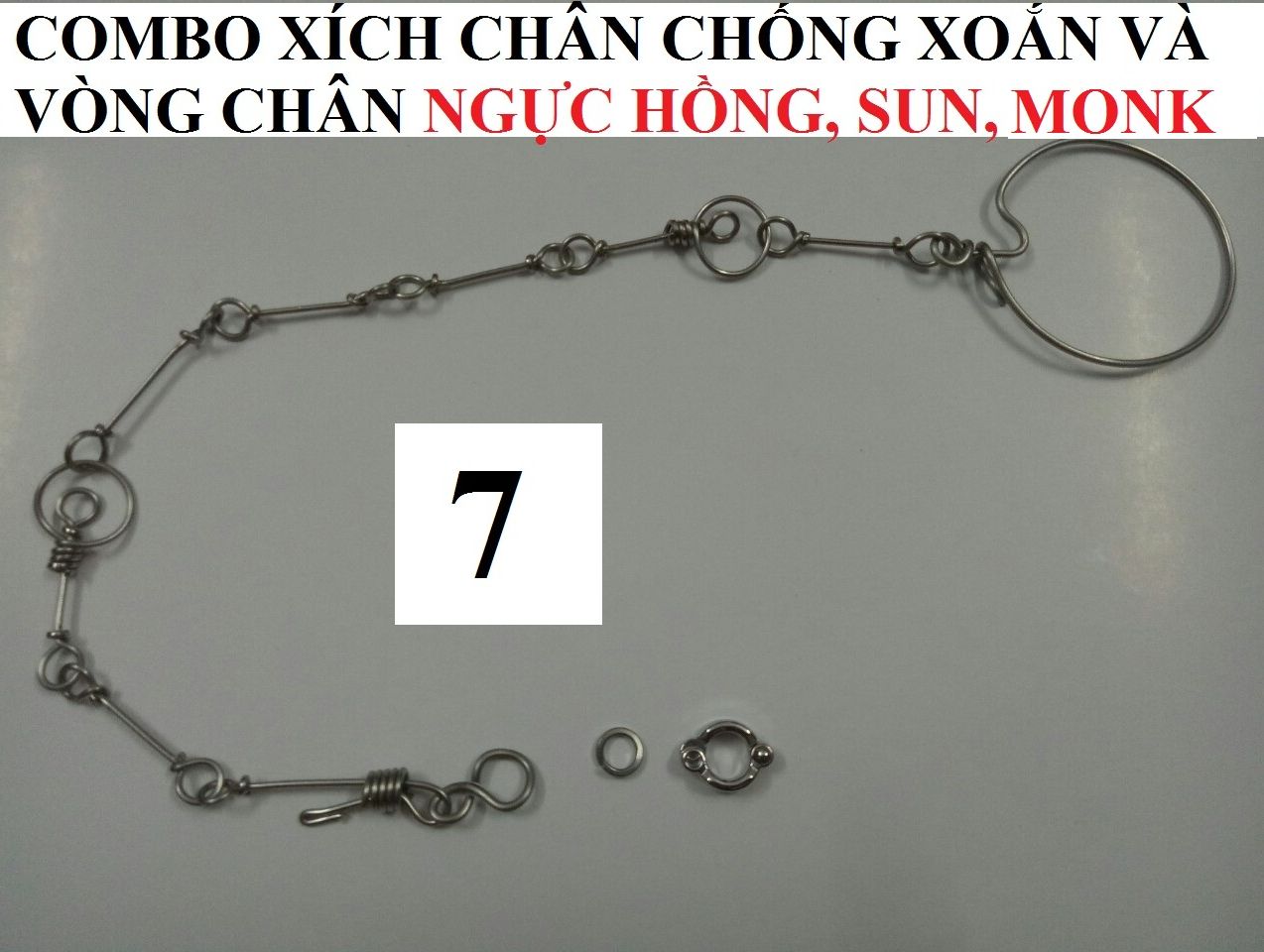 COMBO XÍCH CHỐNG XOẮN ( THÁI) VÀ VÒNG CHÂN SỐ 7 CHO VẸT NGỰC HỒNG, ĐẦU XÁM,SUN CORUNES, MONK