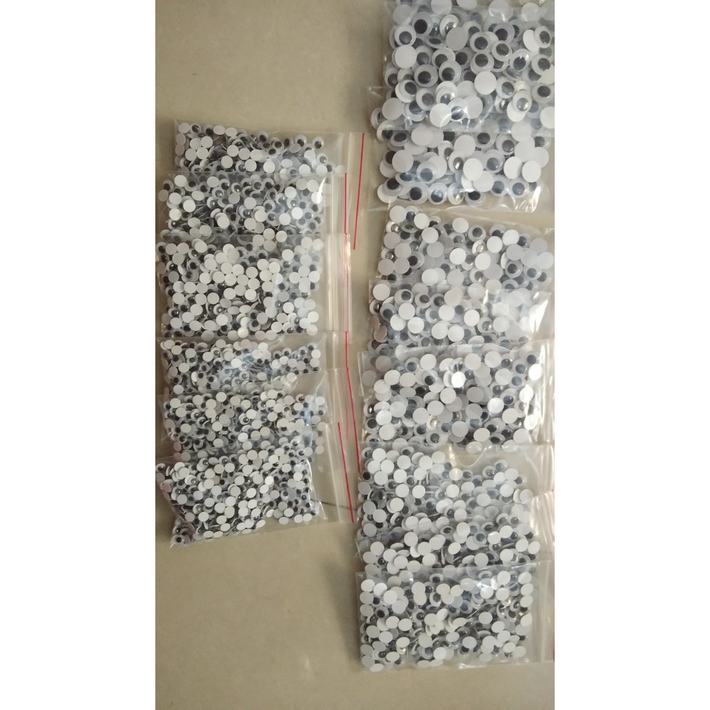 [Hoàn Tiền 10%]100-300 Cặp Mắt Thú Các Cỡ Có Keo Dán ( Giá 1 Túi) - Mắt Liếc