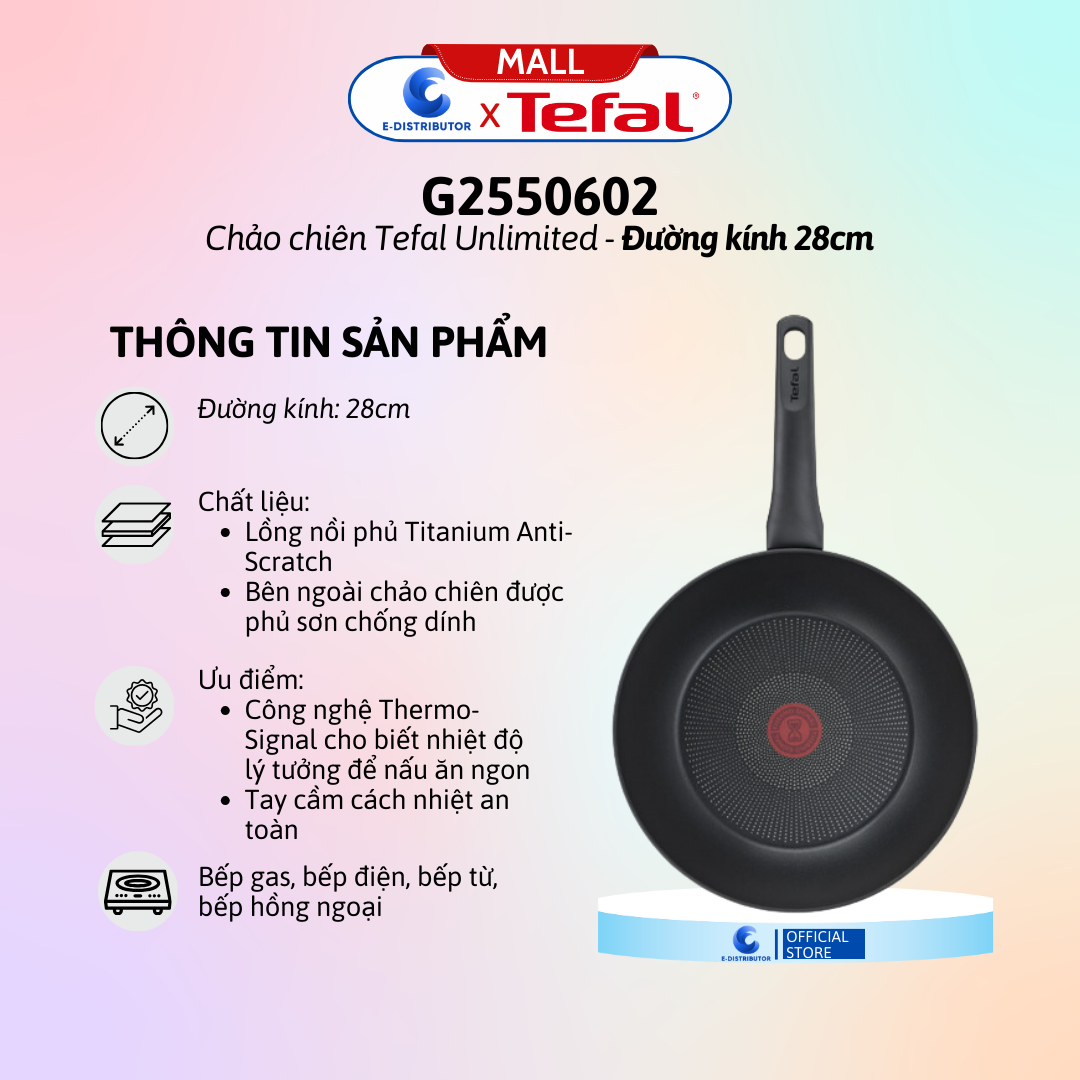 Chảo chiên tefal unlimited 28cm g2550602 - chảo chiên tefal ultimate 24cm g2680472 - hàng chính hãng - tiện lợi trong nhà bếp
