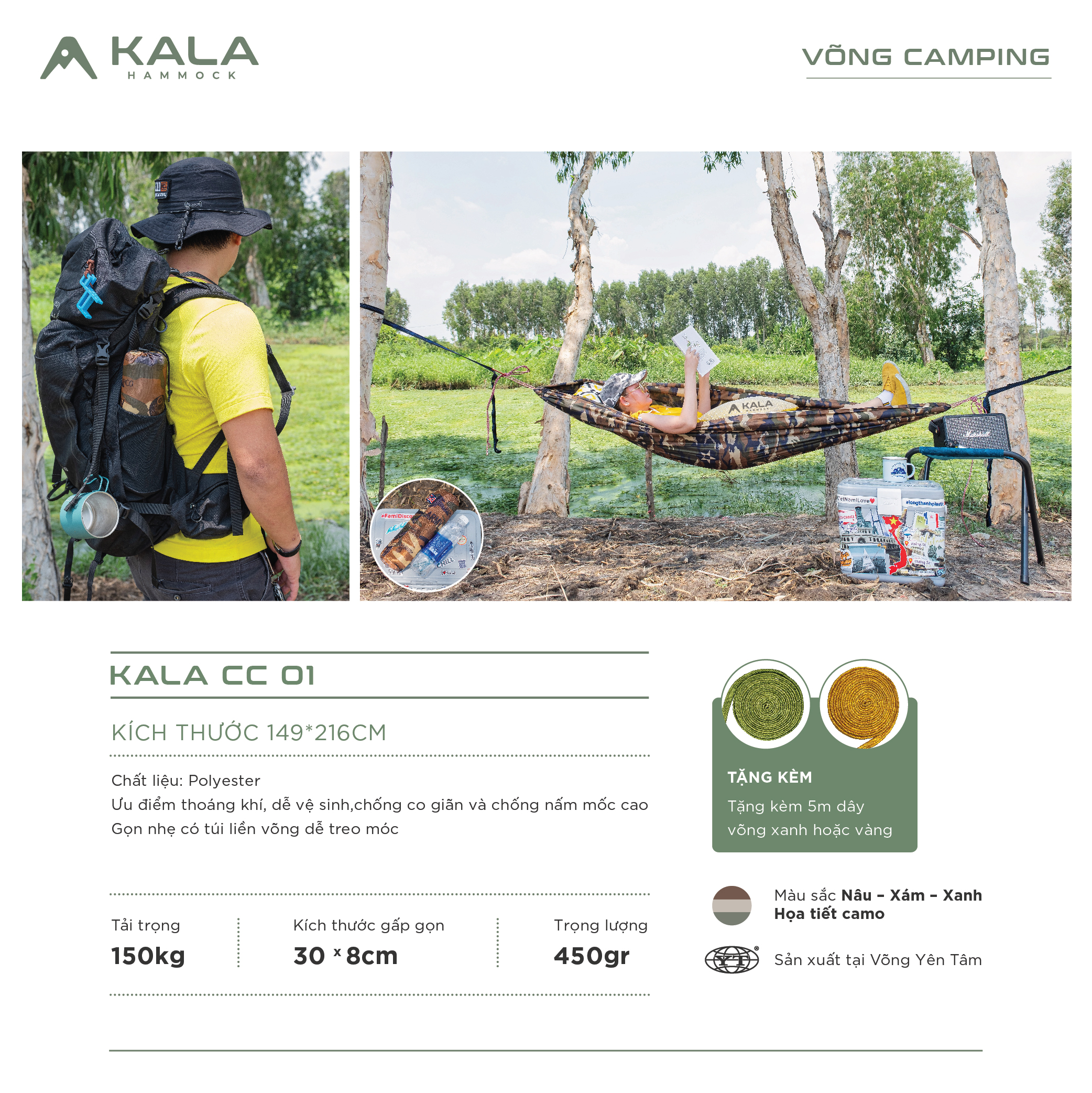 [HCM]Võng camping tặng 5m dây CC 01