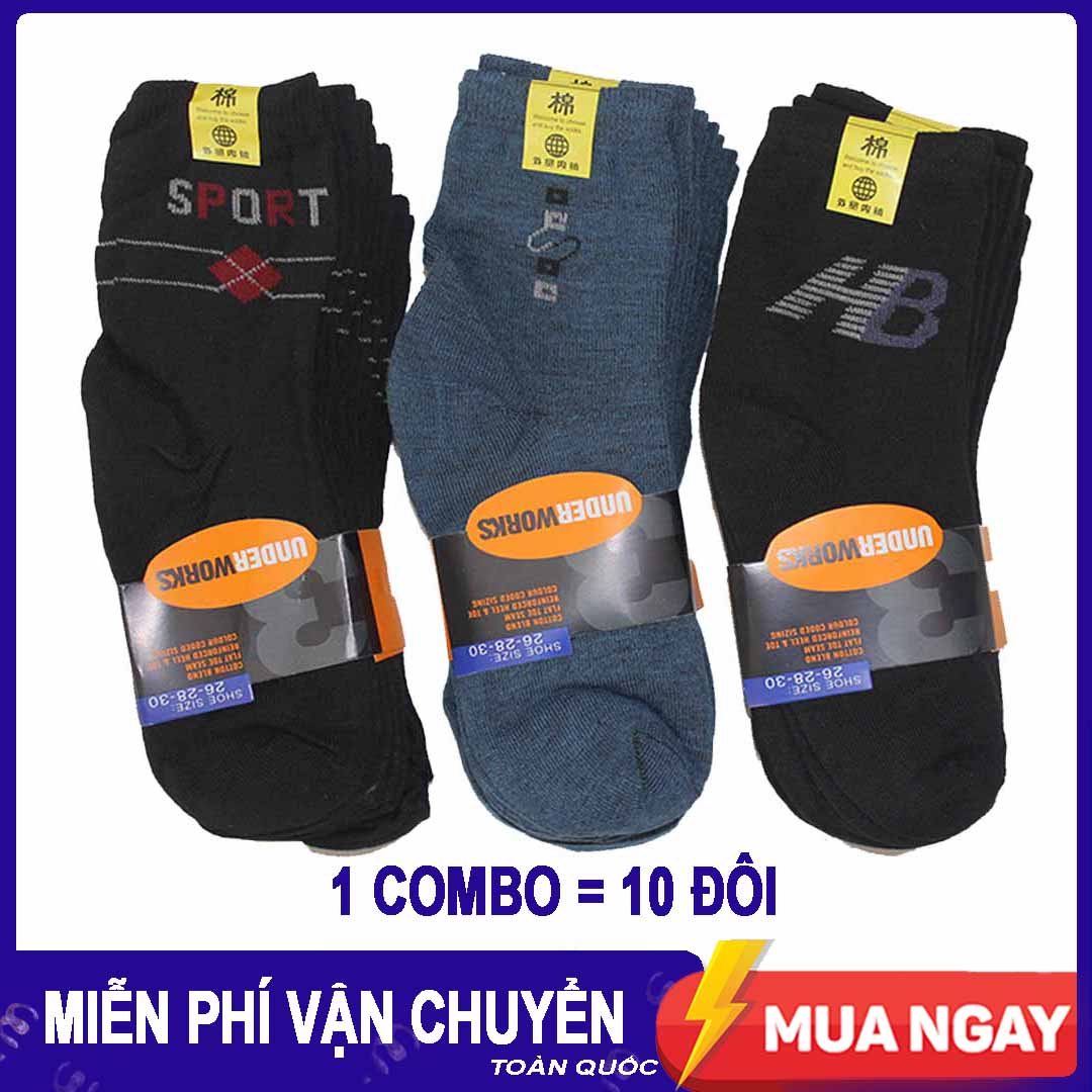 [HCM]Bộ 10 Đôi Tất Vớ Nam Cổ Trung Thun Cotton mềm mại co giãn tốt thấm hút mồ hôi tốt thoải mái khi mang (Bình dân vải vừa đẹp)