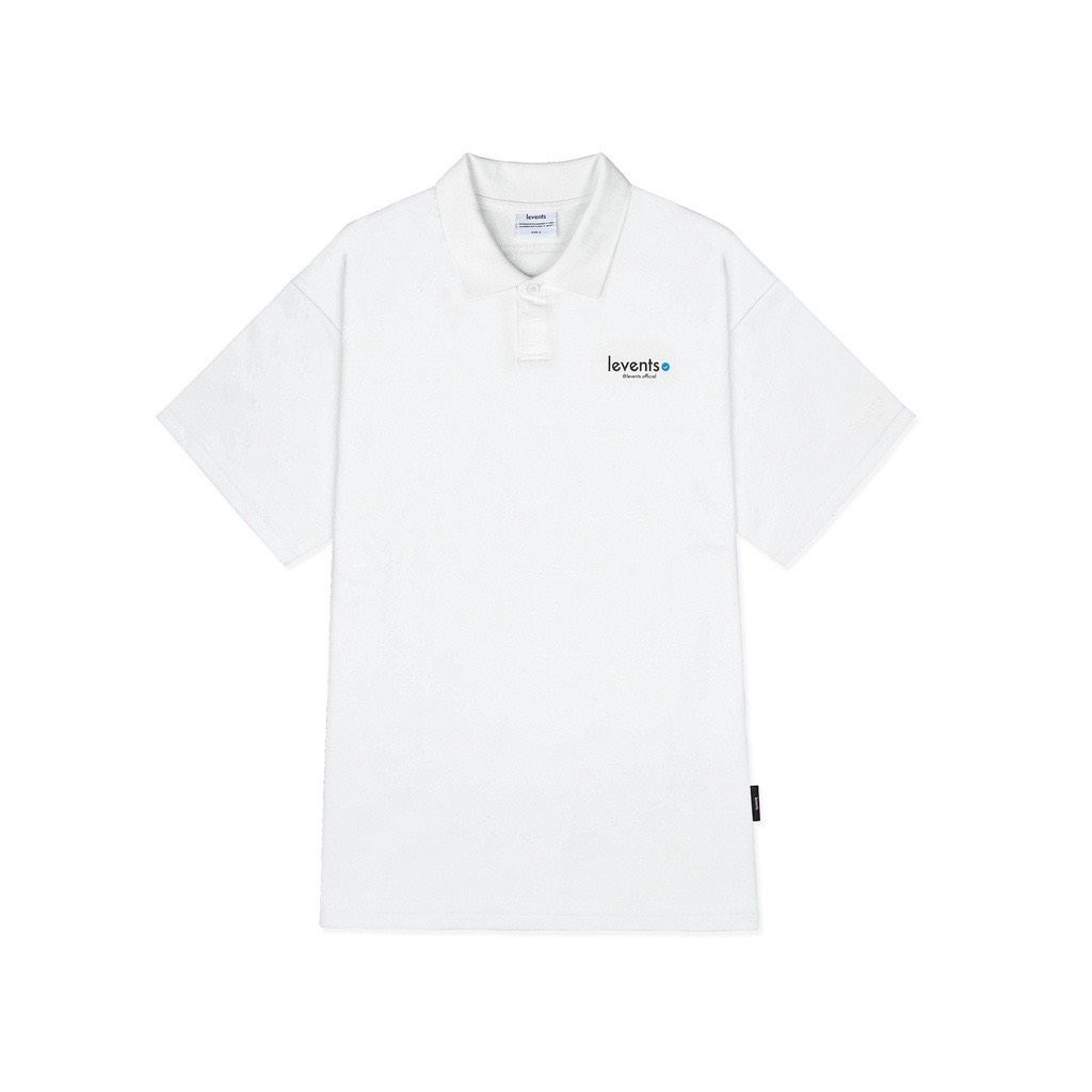 Áo thun polo levents minilogo white/black có cổ form rộng