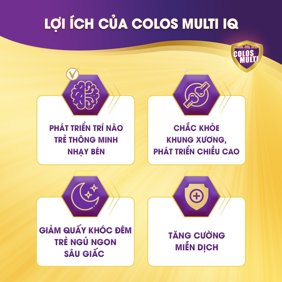 Sữa non Colosmulti Grow IQ phát triển chiều cao và trí thông minh cho trẻ hộp 2 gói x 16g