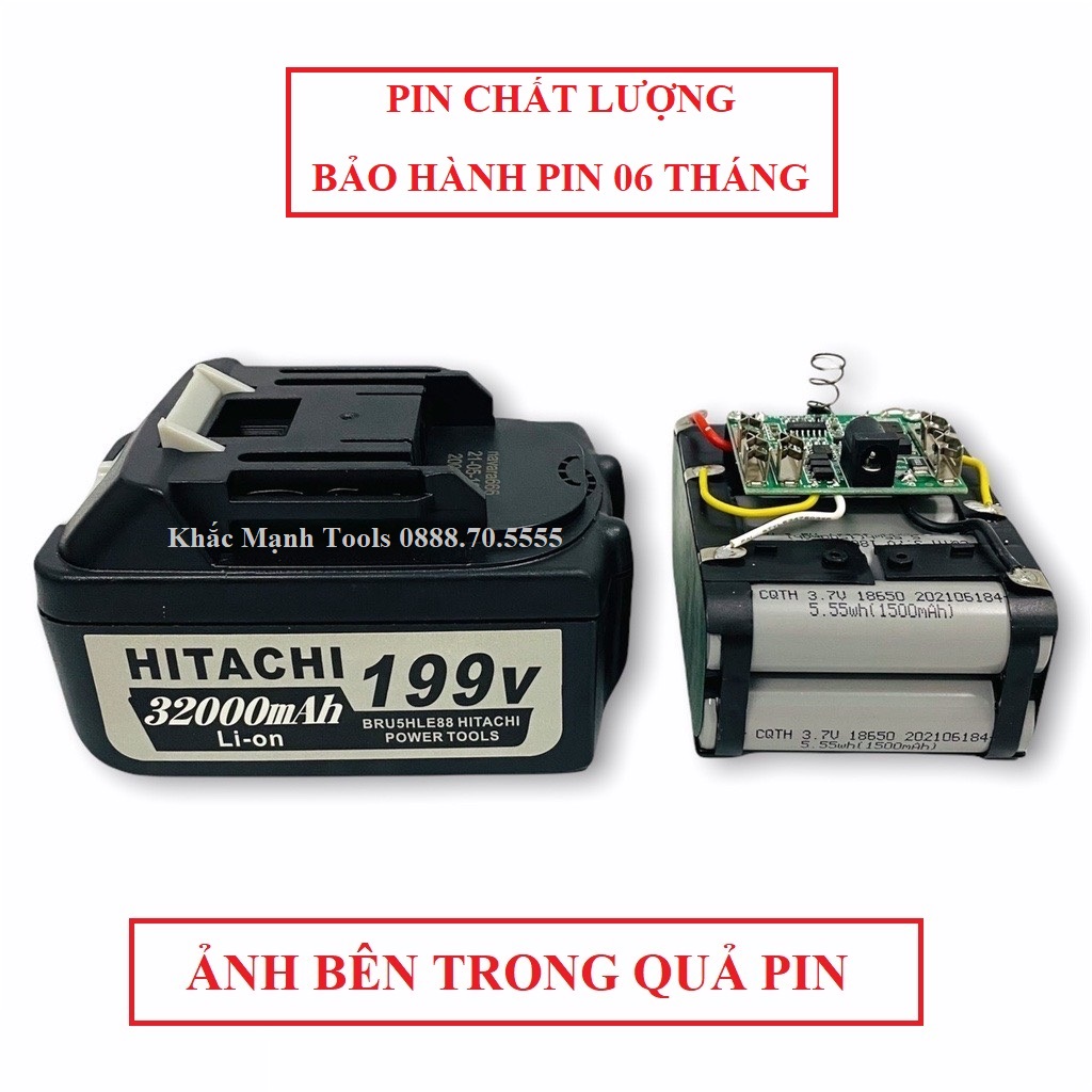 (Pin 10 cell ) Pin HITACHI dùng cho máy siết bulong, máy khoan HITACHI 88v,99v,118v, 199v - 10 cell