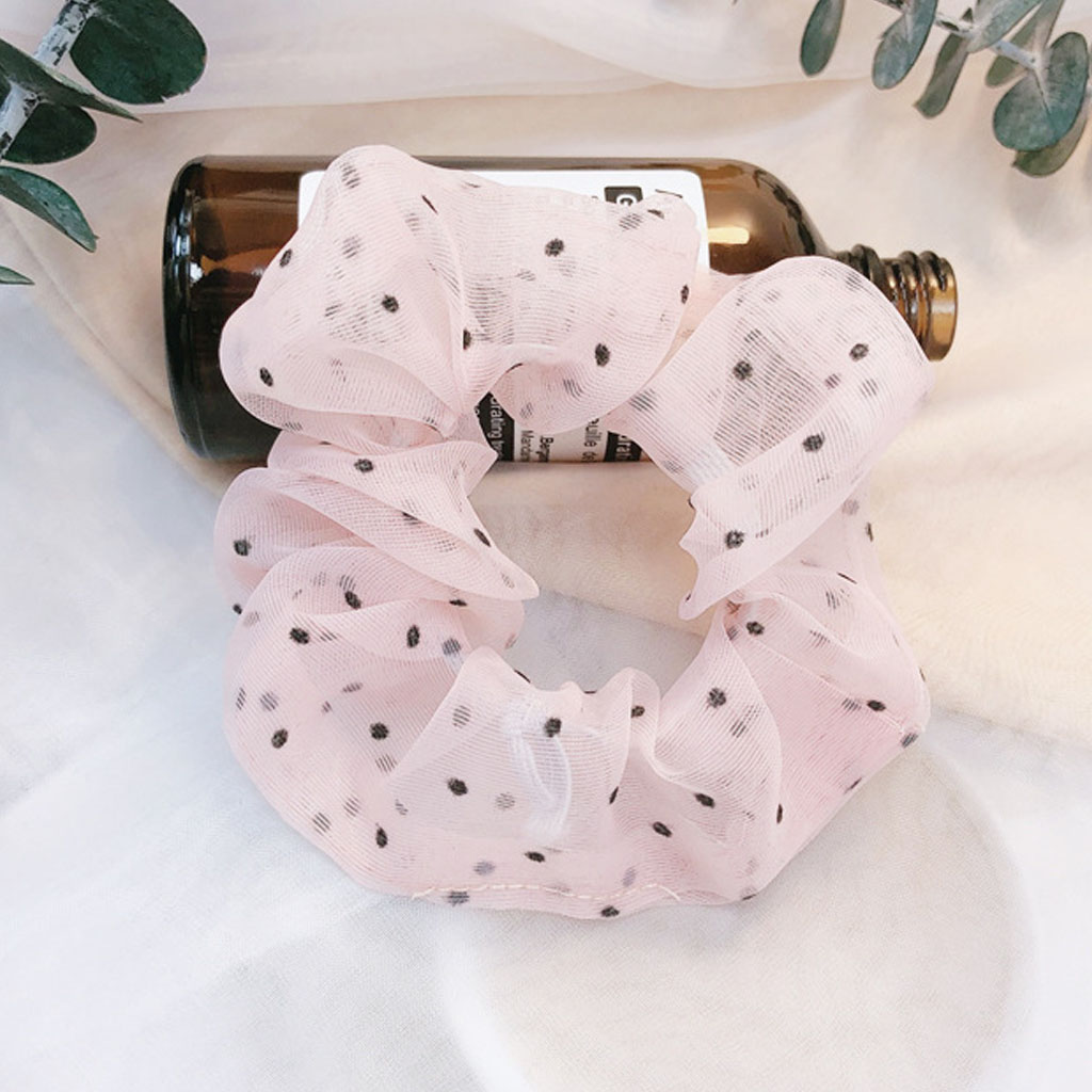 Dây buộc tóc vải Scrunchies chấm bi dễ thương CT51