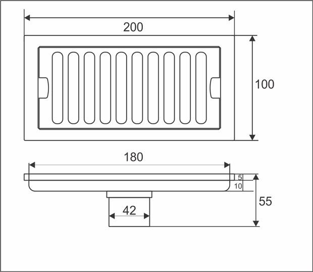 Thoát sàn inox Zento TS202L (20x10cm)