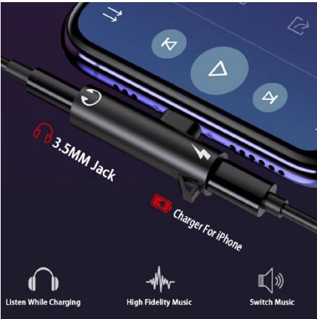 Đầu Chuyển Lightning Type-C sang 2 Cổng Lightning Type-C và 3.5mm