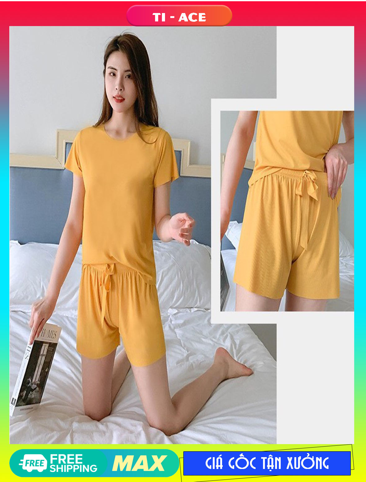 [HCM]Sét bộ mặc nhà cột nơ eo sang chảnh dể thương[Giá gốc tận xưởng]