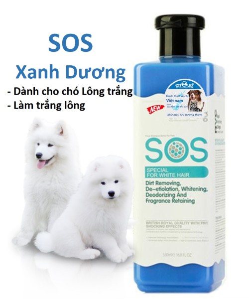 Hanpet Sữa tắm SOS xanh dương chuyên dùng cho chó lông trắng - sữa tắm SOS xanh dương 530ml HCM
