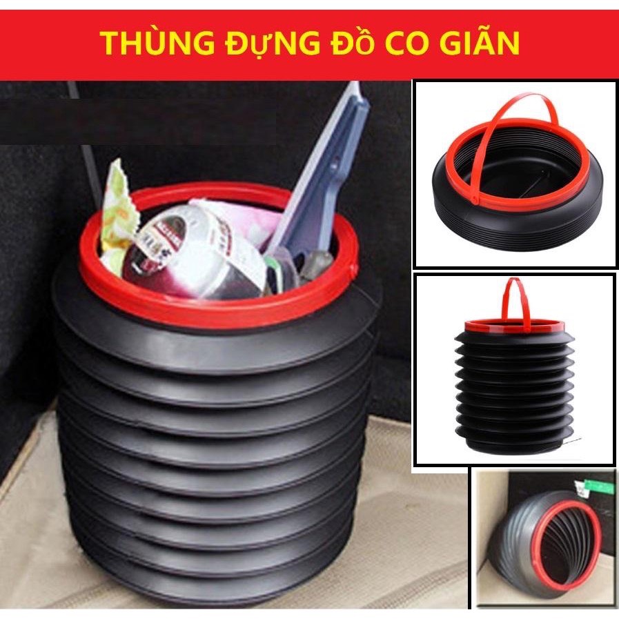 Thùng rác xe hơi - thùng co dãn gấp gọn đựng rác trên xe hơi ô tô tiện ích k nắp
