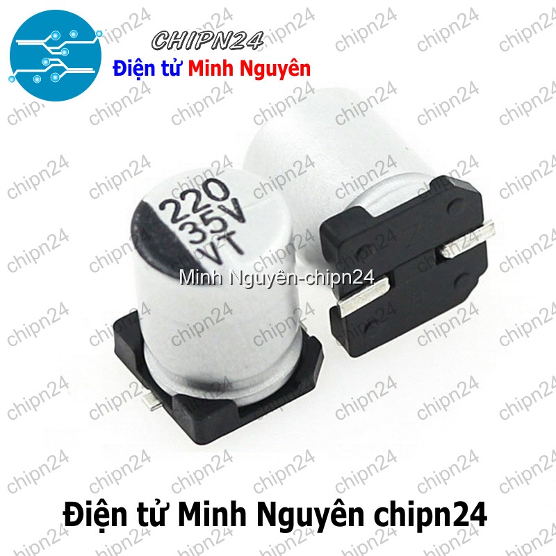 [5 con] (K298) Tụ nhôm 220uF 35V 8x10mm (SMD Dán) - HH003005