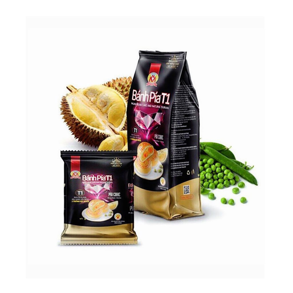 Combo 2 bịch bánh Pía đậu xanh sầu riêng T1 Mỹ Ngọc bịch 550g