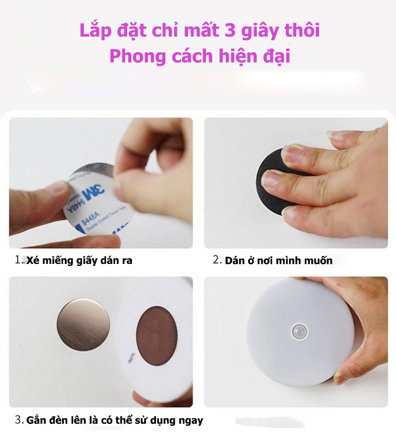Đèn Led Thông Minh Cảm Ứng Dán Tường Sạc USB (Có Công Tắc)