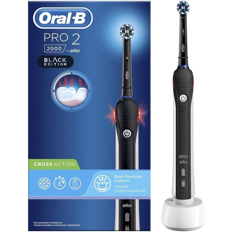 Bàn Chải Điện Oral-B Pro 2 2000 2000S BLACK Edition - Made in Germany