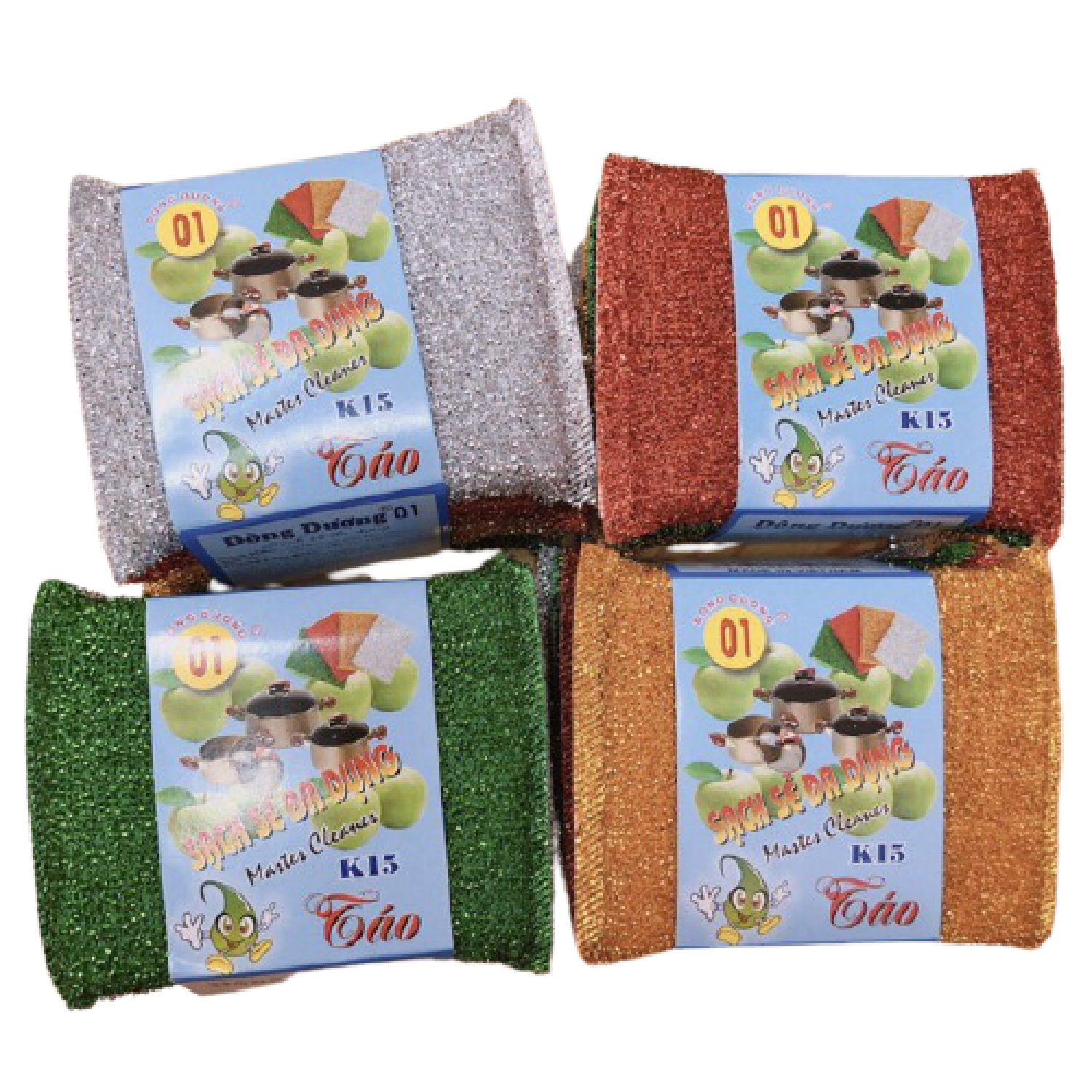 【COMBO 4 MIẾNG】Cước Rửa Chén Kim Tuyến Nhiều Màu Giá Rẻ