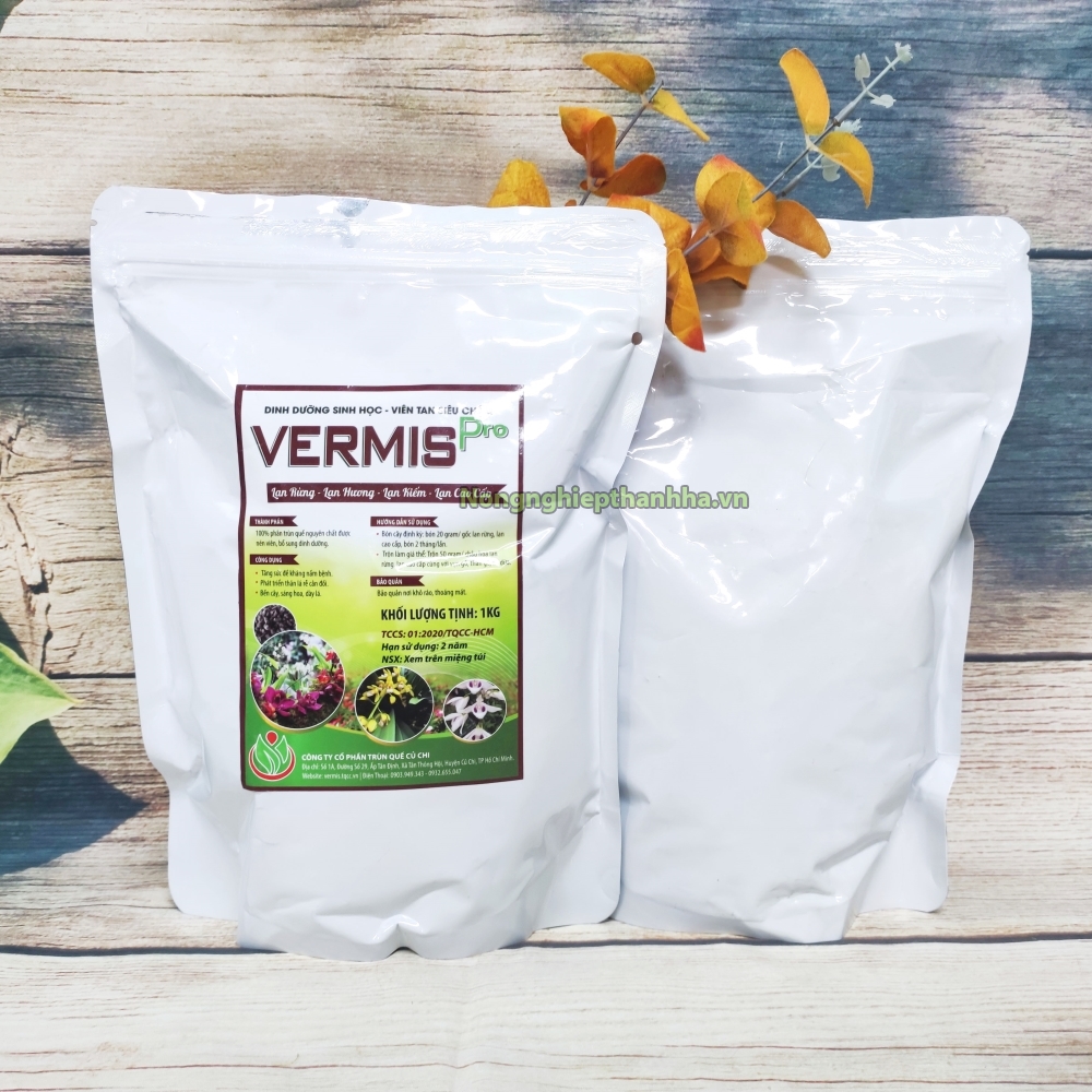Phân Trùn Quế viên nén tan chậm cho lan VERMIS – gói 1kg