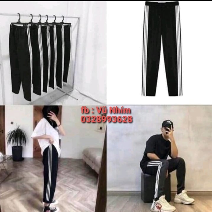 QUẦN 3 sọc thể thao nam/ nữ ống suông