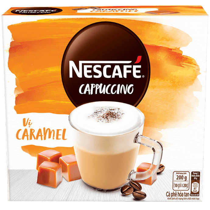 (CARAMEL) 1 Hộp NESCAFÉ Cappuccino vị Caramel (10 gói)