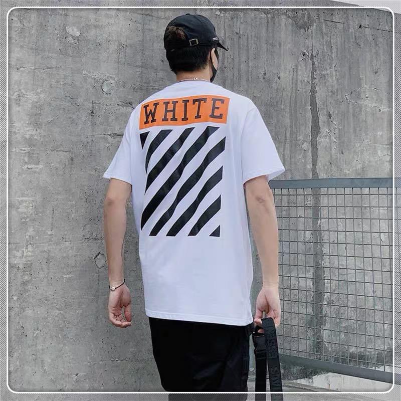 Big size áo thun unisex white cam sọc