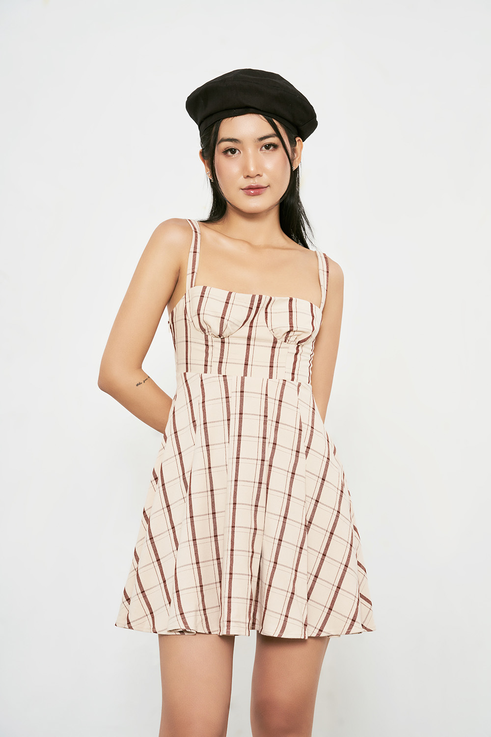 DOTTIE - Đầm caro cúp ngực nữ DOTTIE da - D0416
