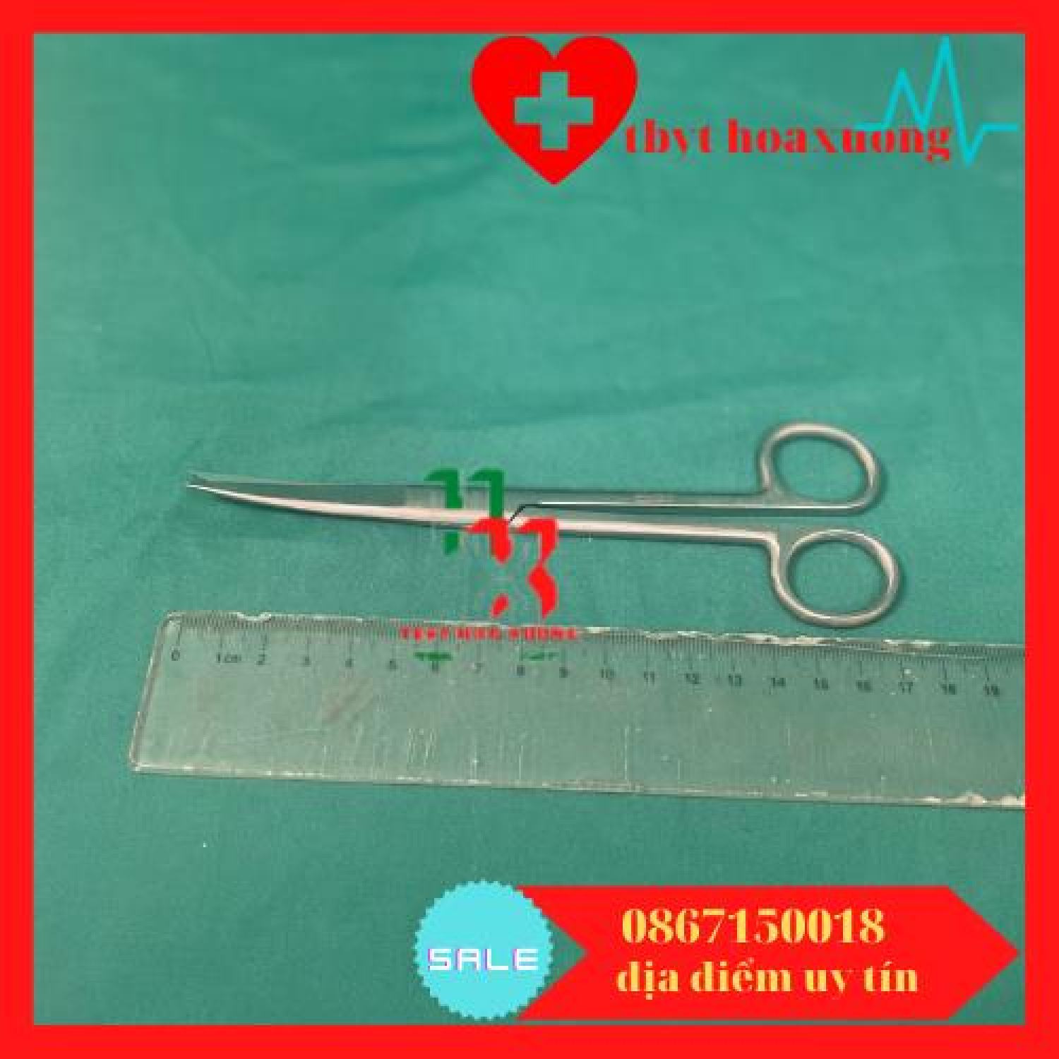 Kéo y tế cong nhọn 2 đầu 18cm - pakistan