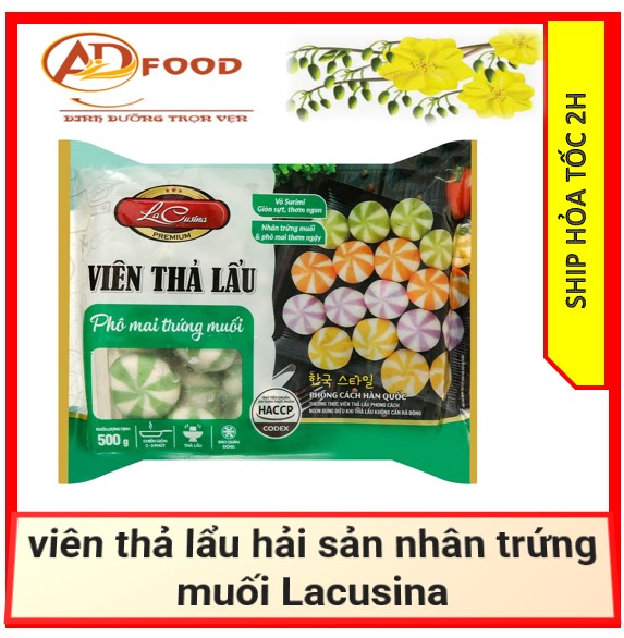 viên thả lẩu hải sản nhân trứng muối Lacusina thơm ngon
